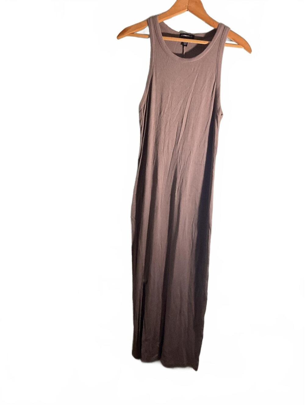 Beyond Yoga Taupe Ribbed Tank Maxi Dress Large